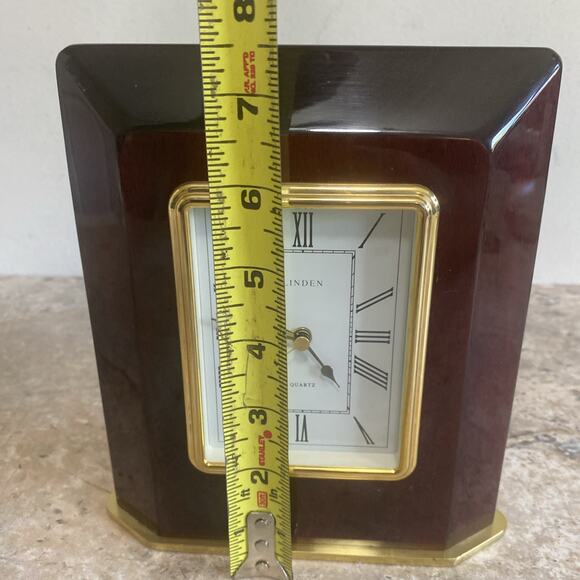 Vintage Linden Quartz Mantle Wooden Clock 7” – Tested & Chimes – Works - Picture 6 of 10